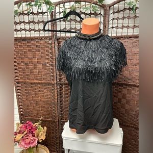 Ups and Downs Black Fringe Top shirt blouse